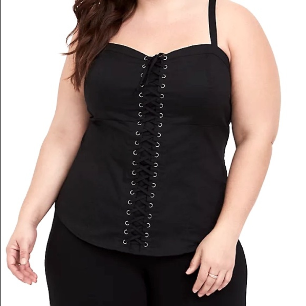 Torrid Black Lace-Up Corset Cami
